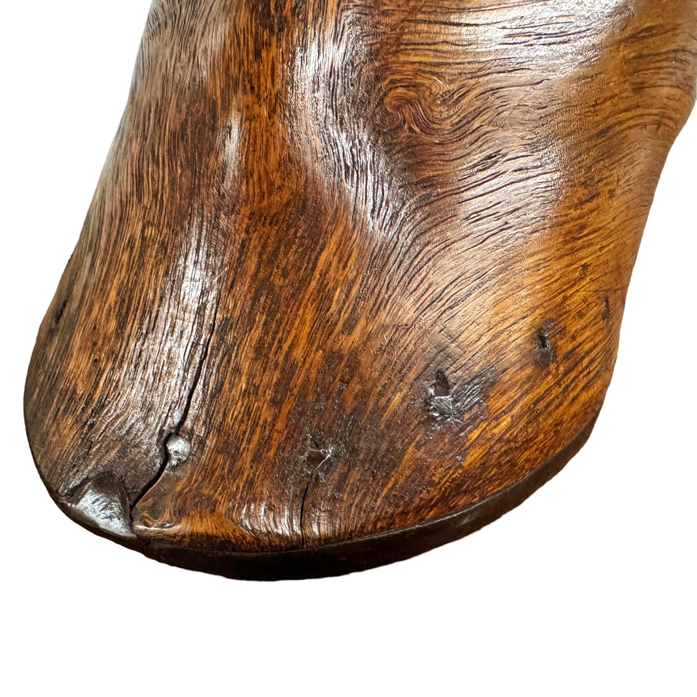19th Century American Burl Wood Horse Hoof Vessel For Sale 1