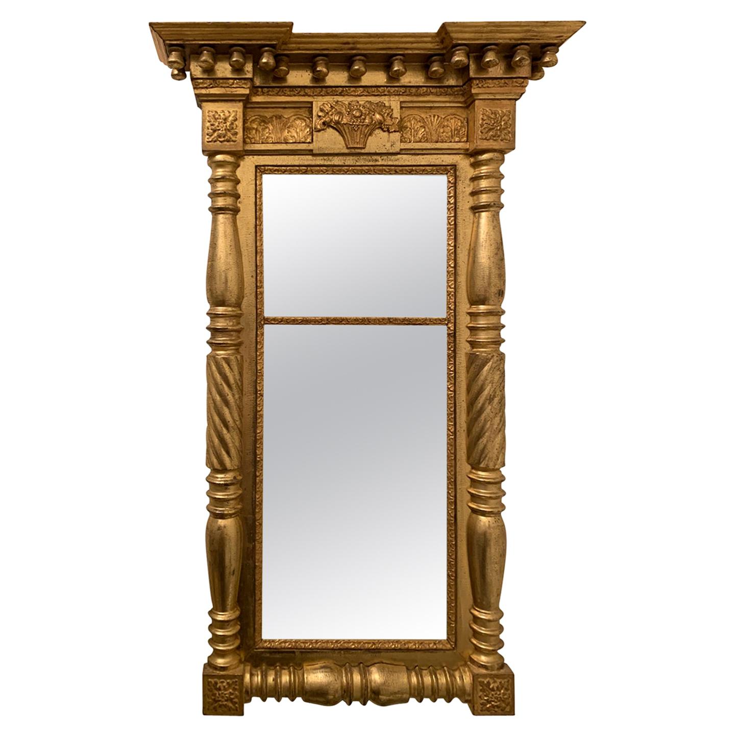 19th Century American Carved Giltwood Mirror For Sale