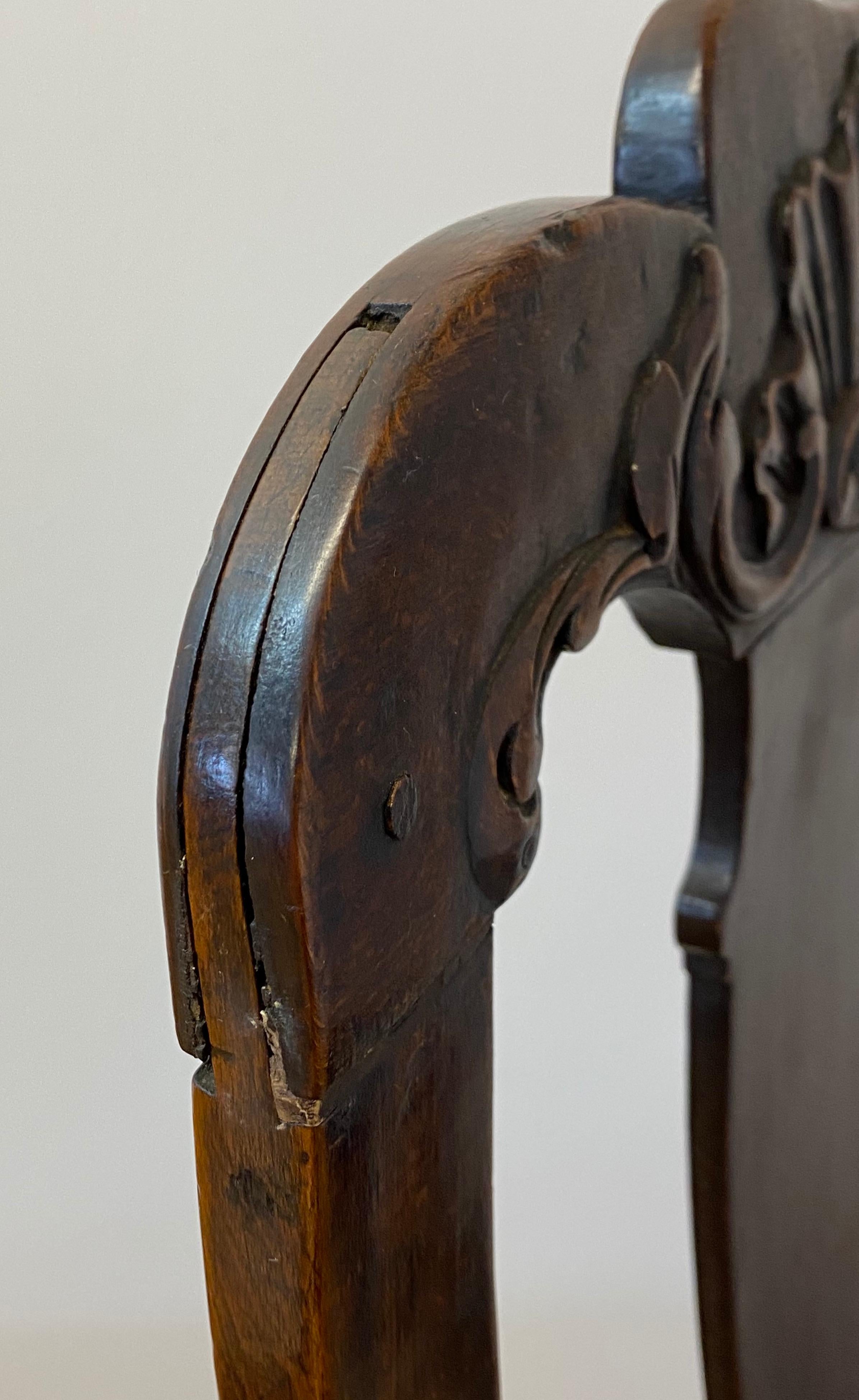 19th Century American Carved Walnut Hoof Foot Side Chair For Sale 7