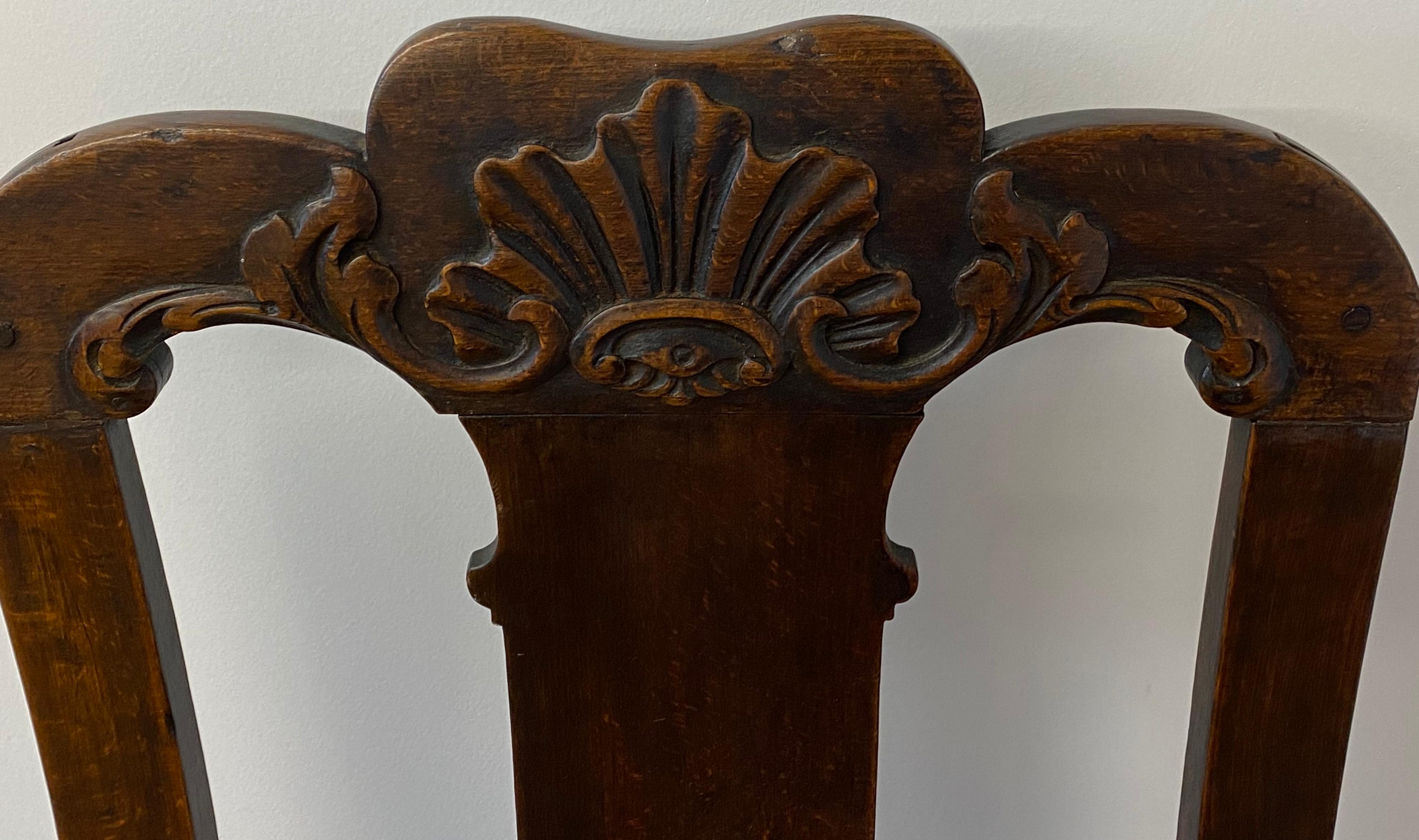 Hand-Carved 19th Century American Carved Walnut Hoof Foot Side Chair For Sale