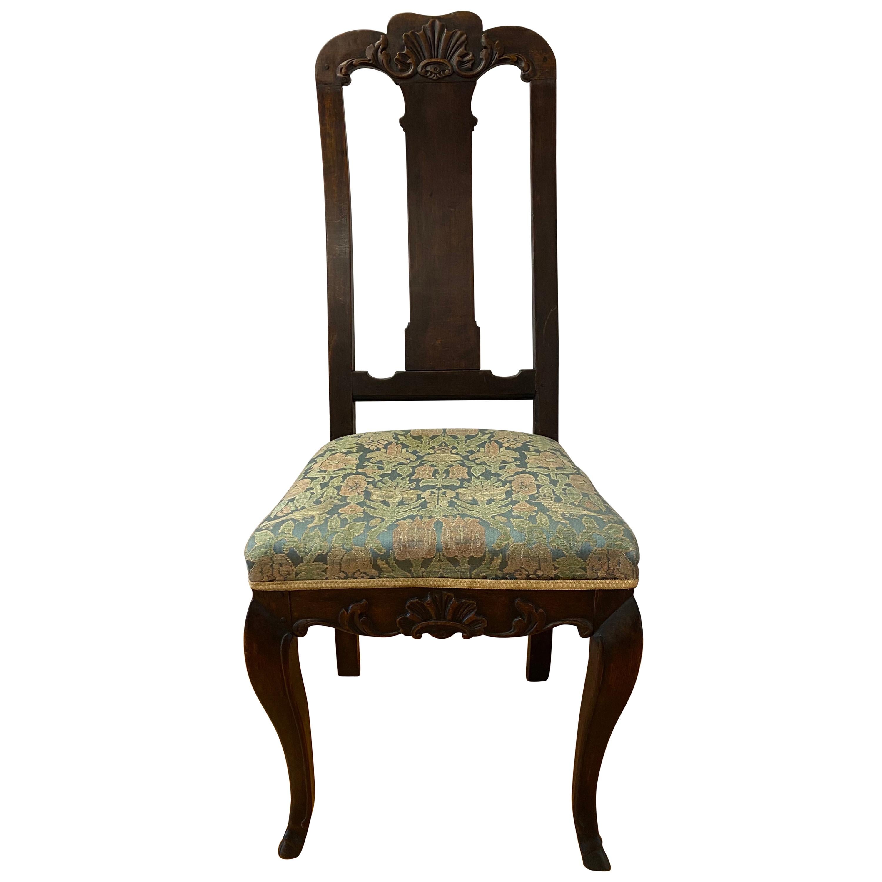 19th Century American Carved Walnut Hoof Foot Side Chair For Sale