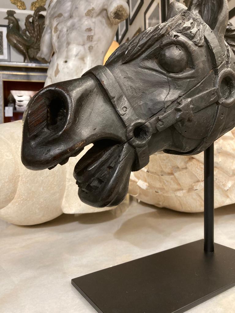 Tête de cheval américaine en bois sculpté du 19ème siècle  en vente 6