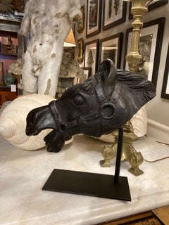 19th Century American Hand Carved Wood Horse Head