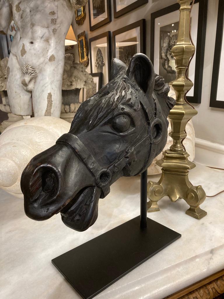 19th Century American Carved Wood Horse Head  For Sale 1