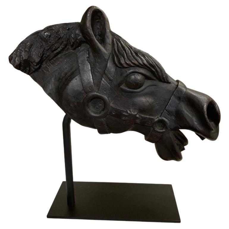 19th Century American Carved Wood Horse Head 