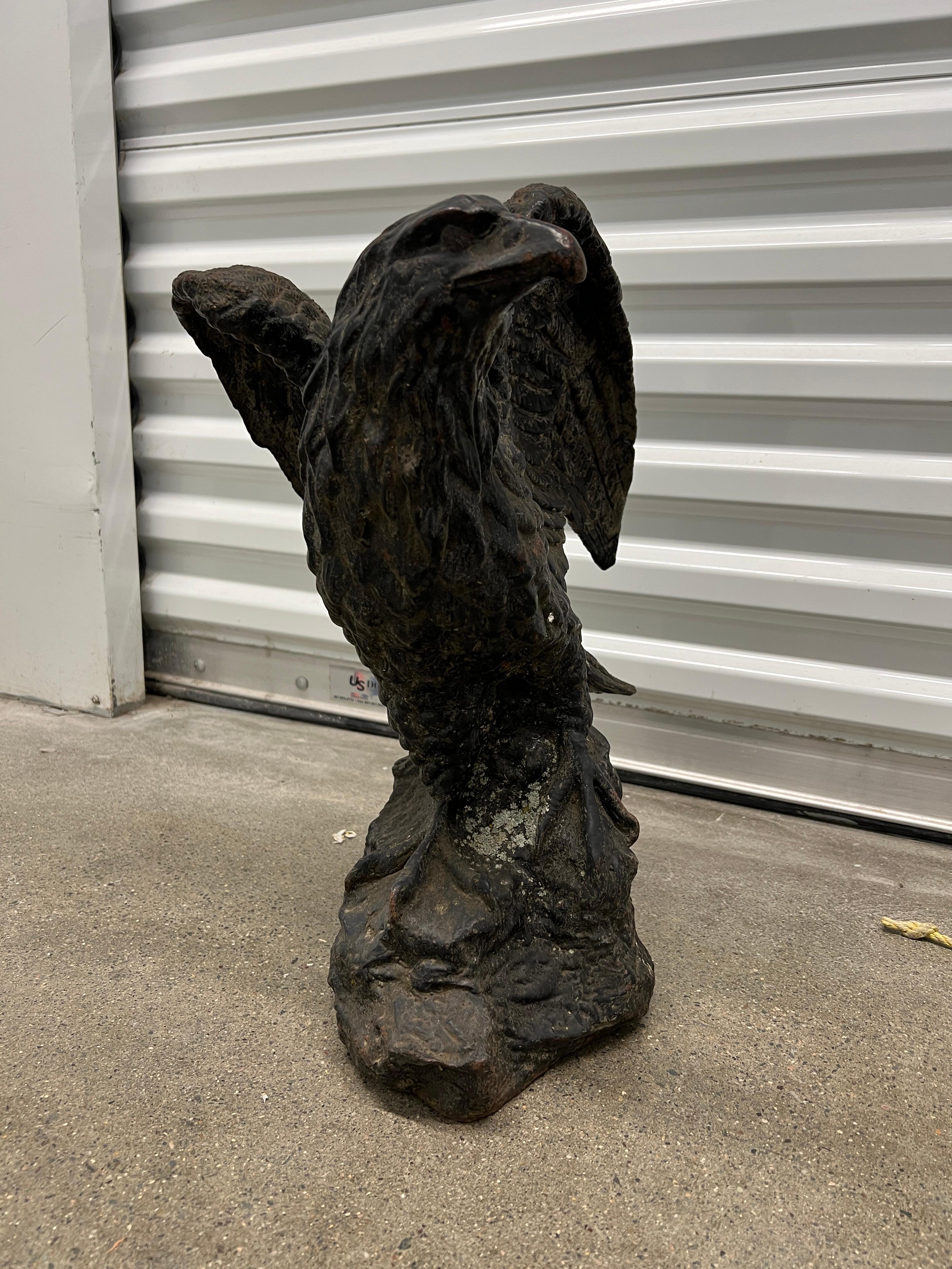 American, 19th century.

An unusual cast iron pilot house eagle circa 1880. 

In the 19th and early 20th century it was common to find eagle carvings on American steamboat pilot houses. Each of the eagles were typically unique to the division of