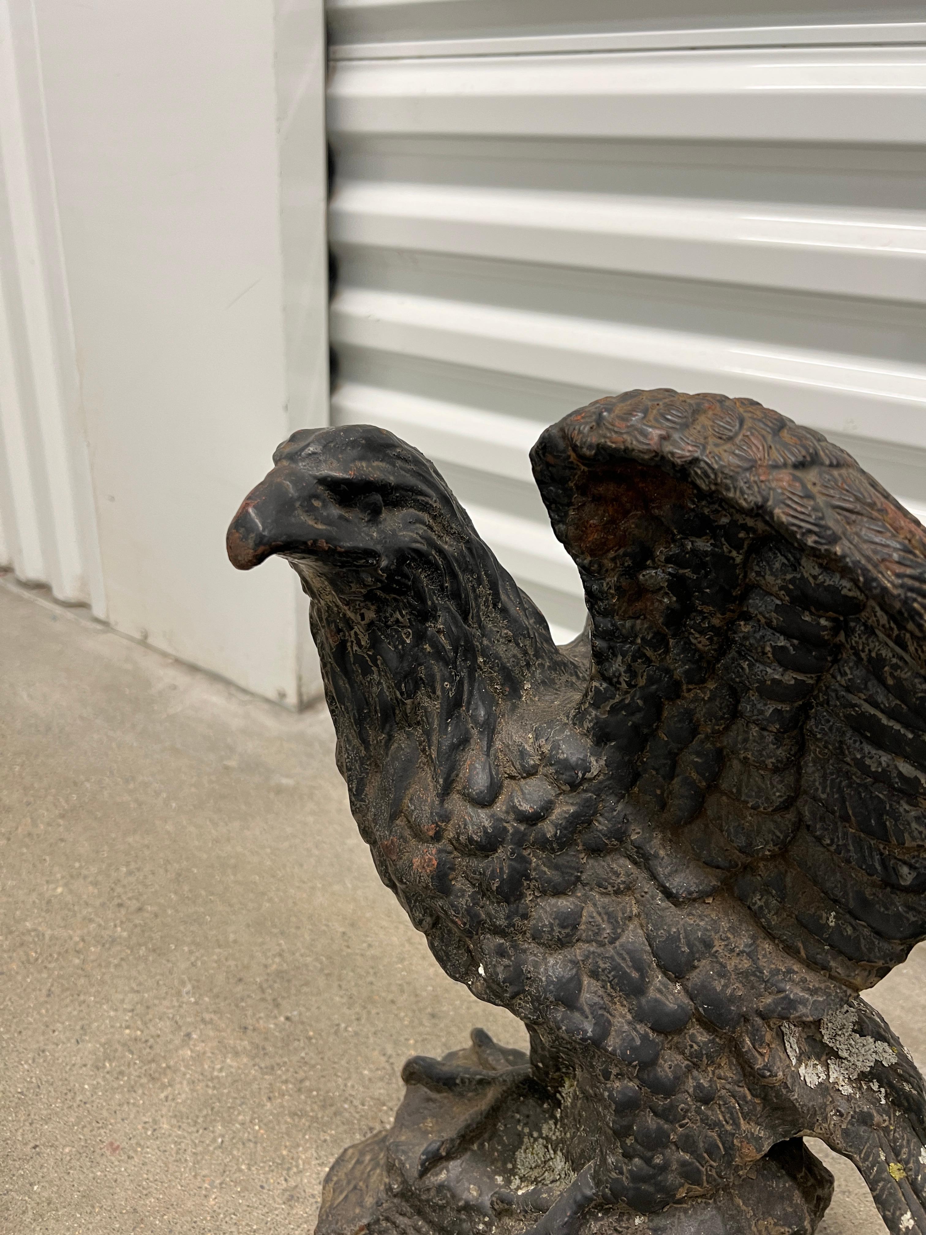 19th Century, American Cast Iron Pilot House Eagle Sculpture C. 1880 In Good Condition In Atlanta, GA