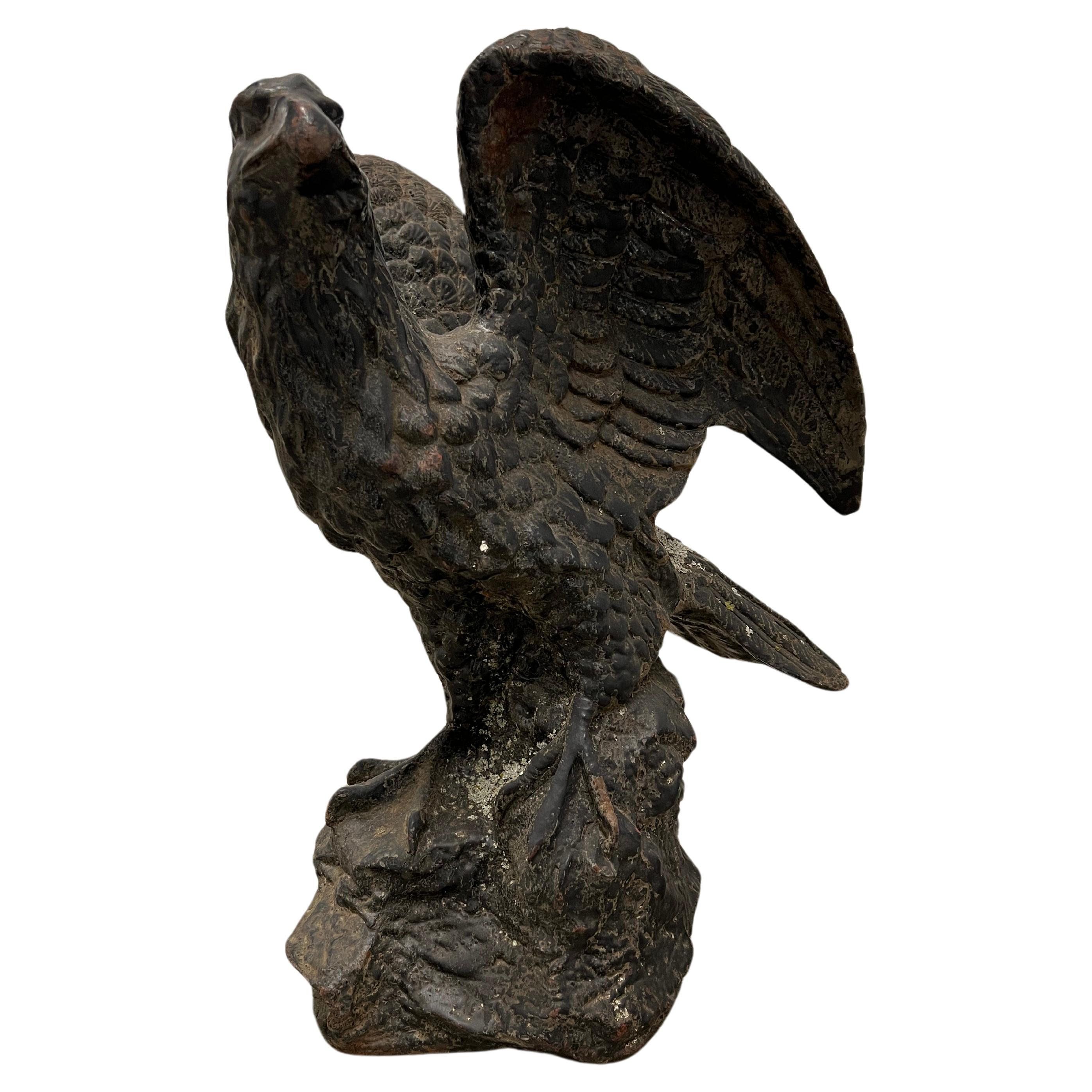 19th Century, American Cast Iron Pilot House Eagle Sculpture C. 1880