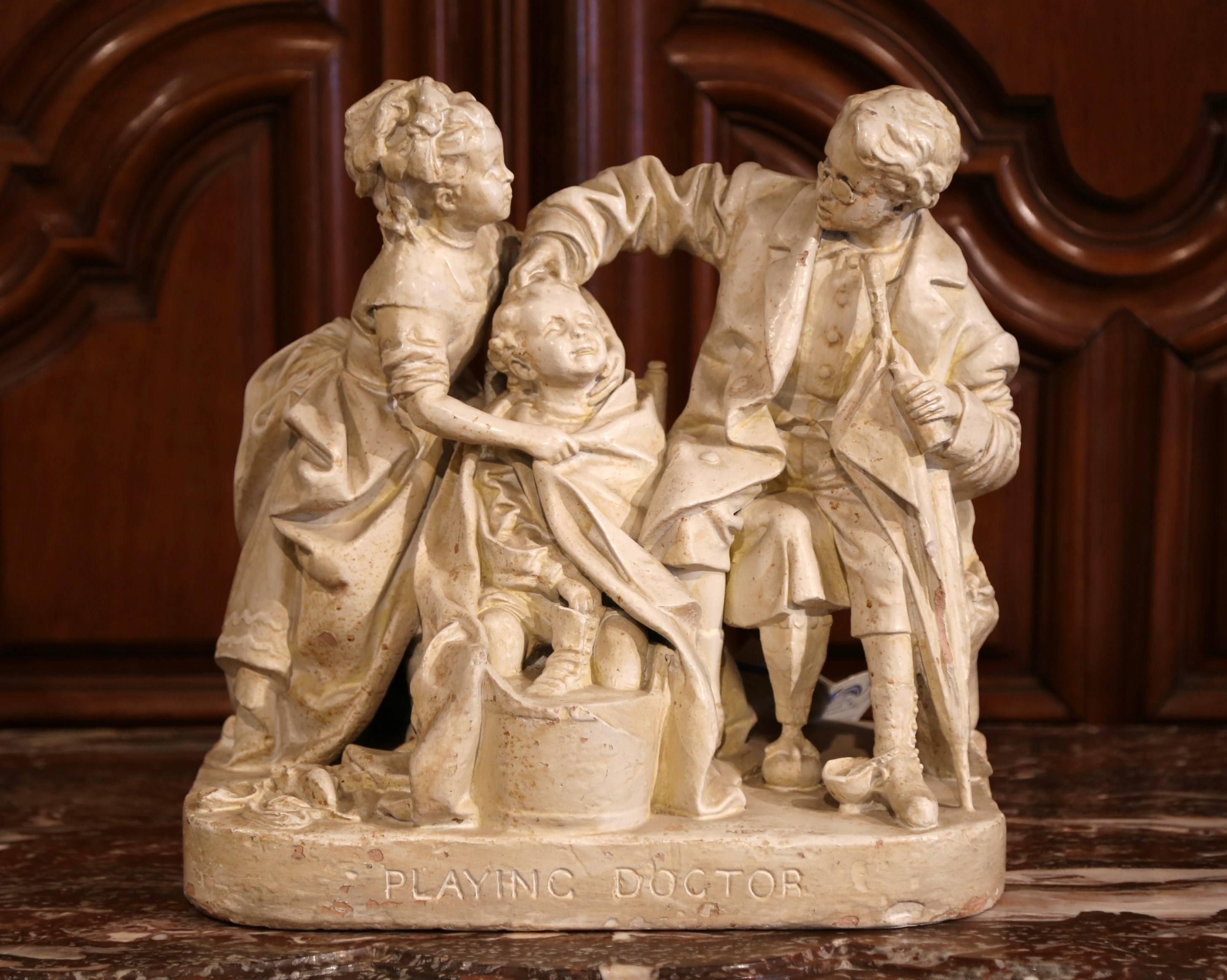 Hand-Carved 19th Century American Cast Plaster Sculpture 