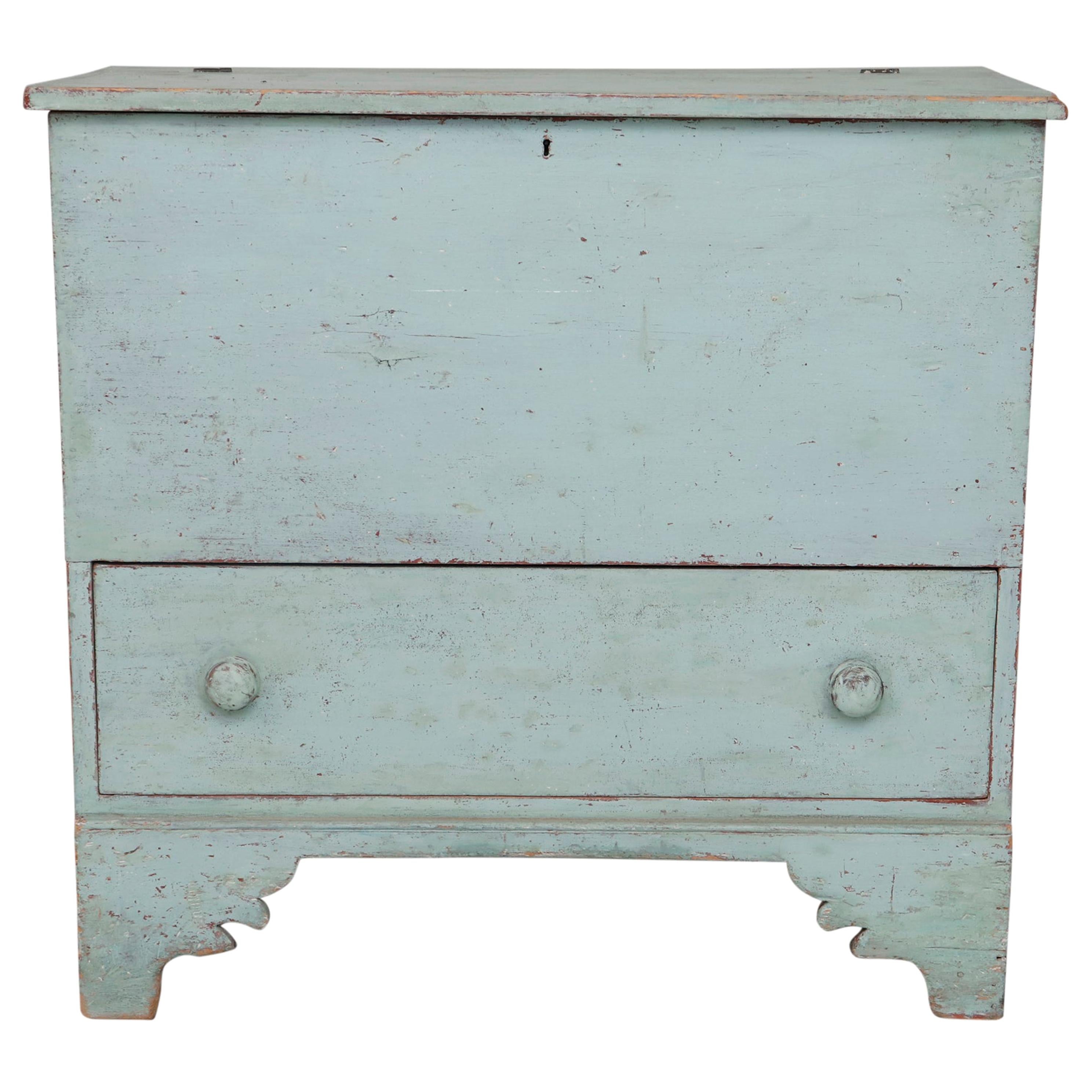 19th Century American Chest in Pale Blue