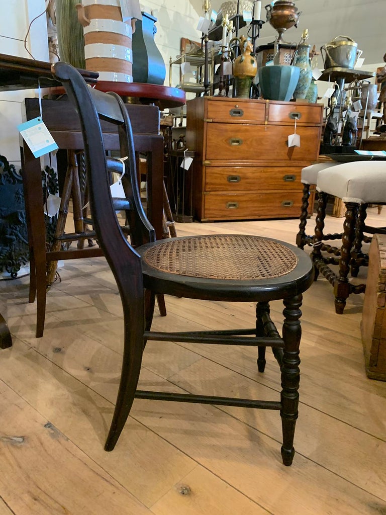 19th Century American Child's Chair Cane Seat, Painted Scenes, Original