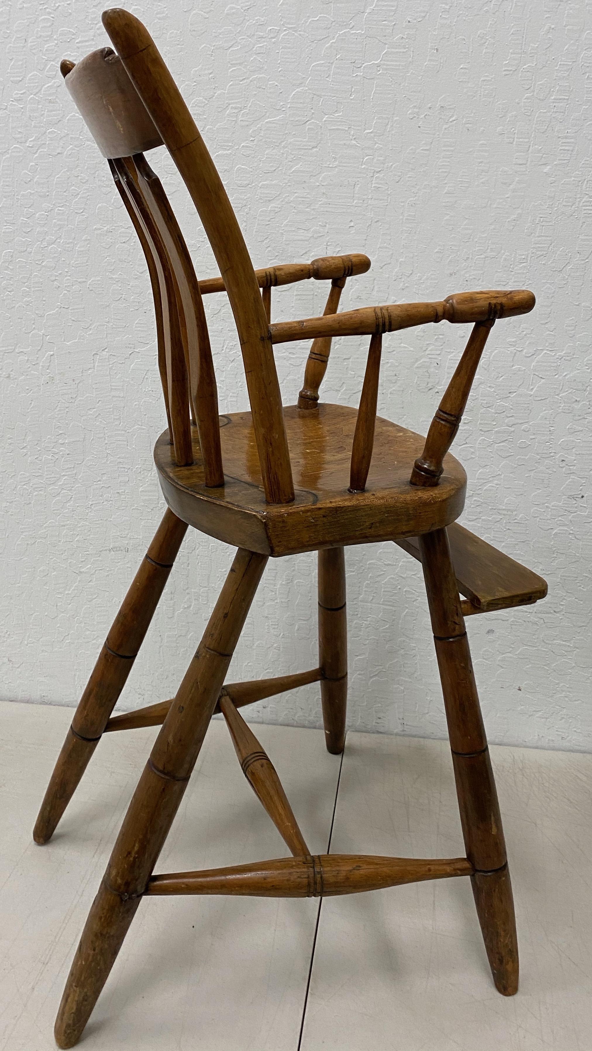Wood 19th Century American Child's High Chair