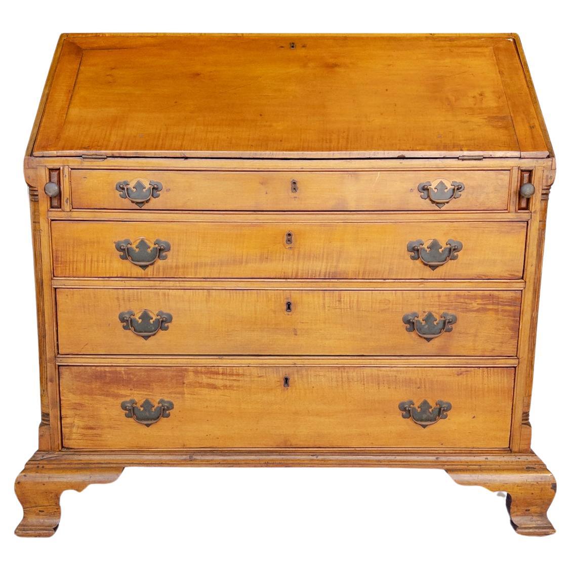 19th Century American Chippendale Maple Slant Front Secretary / Desk For Sale