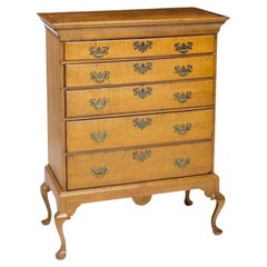 19th Century American Chippendale Style Curly Tiger Maple Highboy