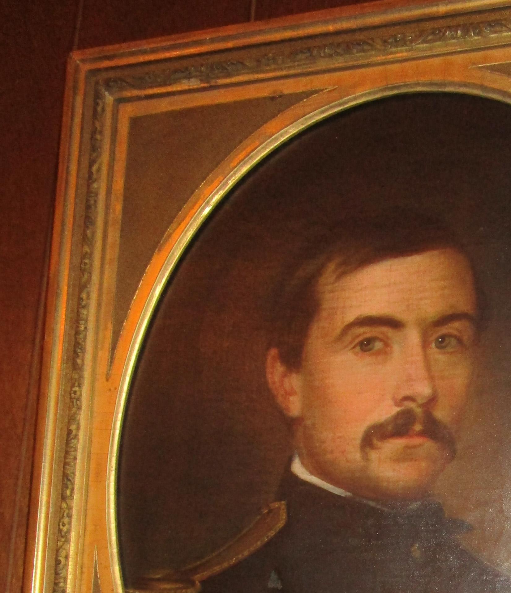 Mid-19th Century 19th century American Civil War Union Army Officer Framed Portrait Oil on Canvas