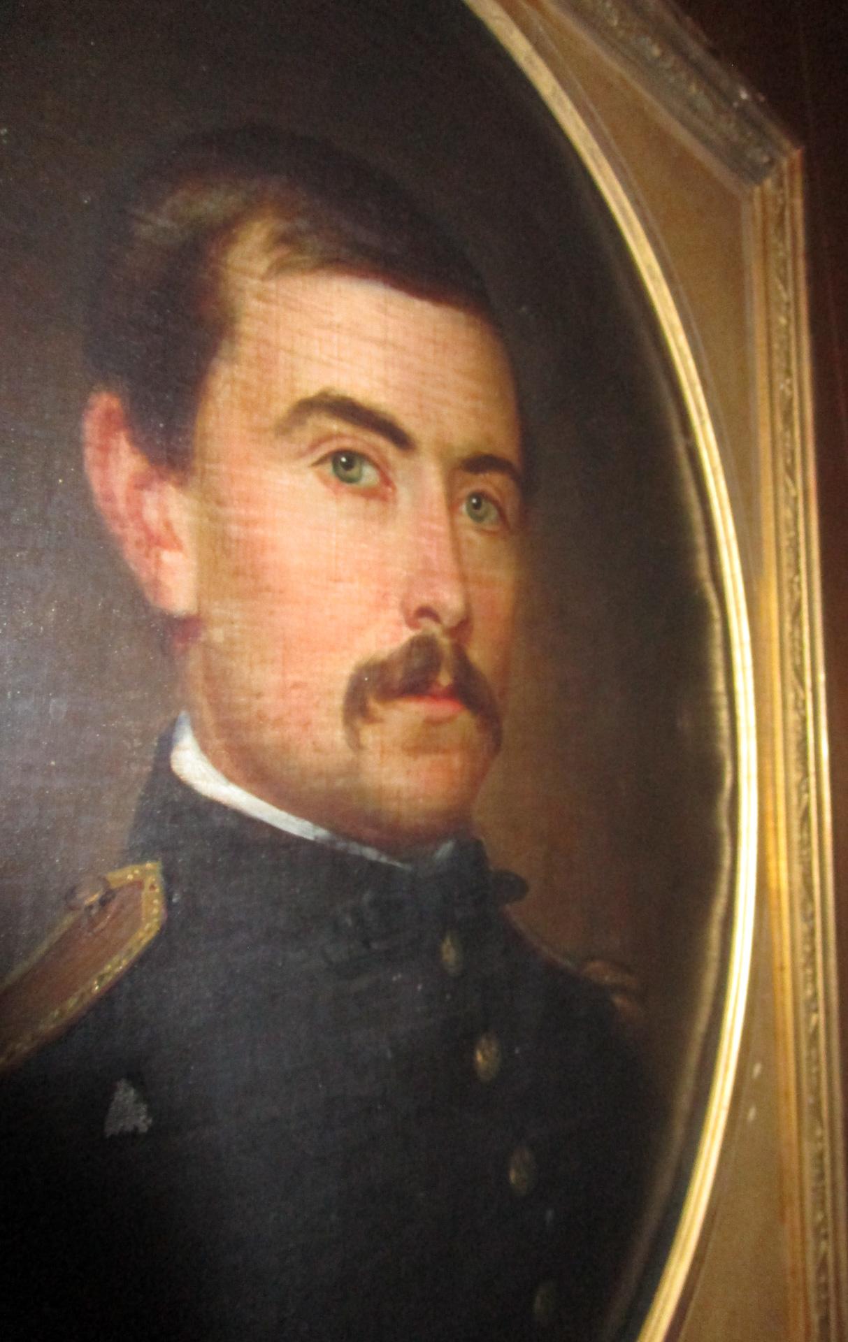 19th century American Civil War Union Army Officer Framed Portrait Oil on Canvas 3