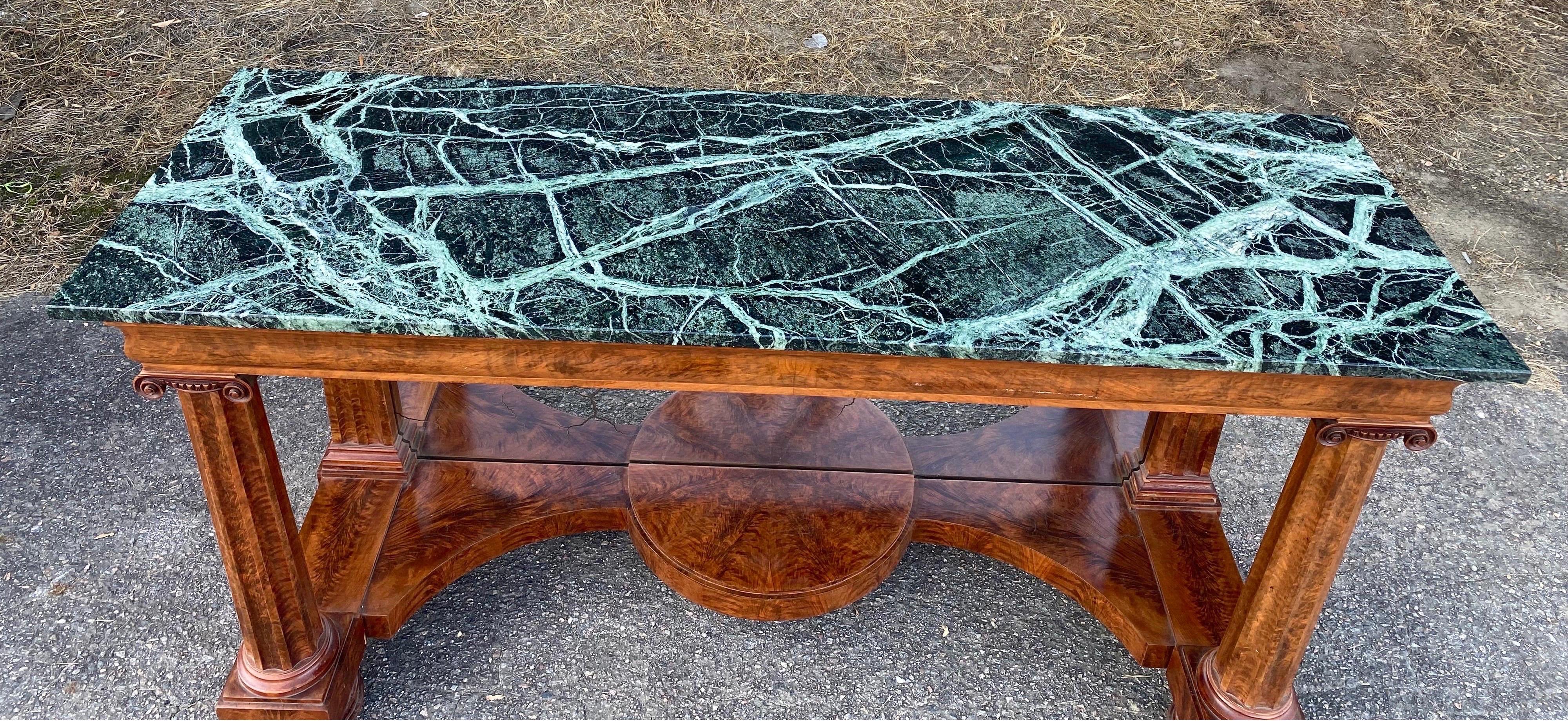 19th Century American Classical Figured Mahogany Marble Top Console For Sale 8