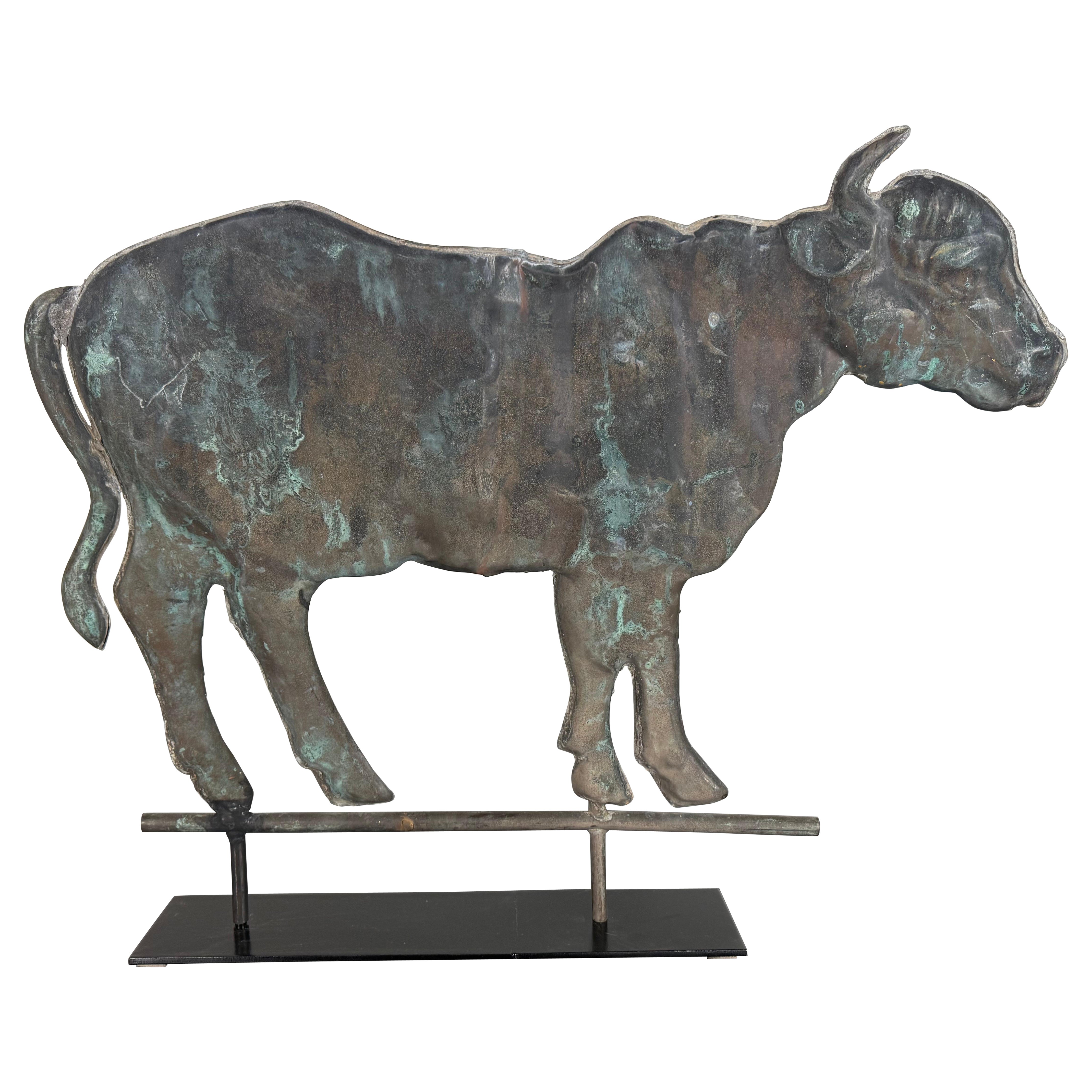 19th Century American Copper Bull Weathervane