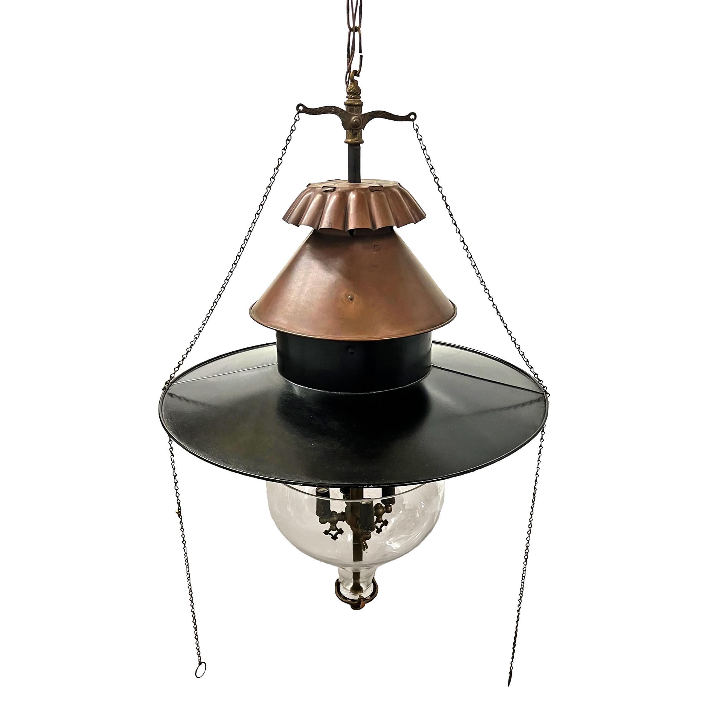 19th Century American Copper Chandelier In Good Condition In Chicago, IL