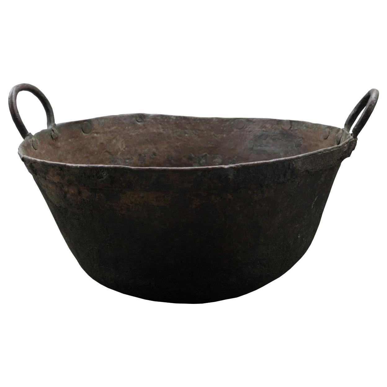 19th Century American Copper Cook Pot with Handles For Sale