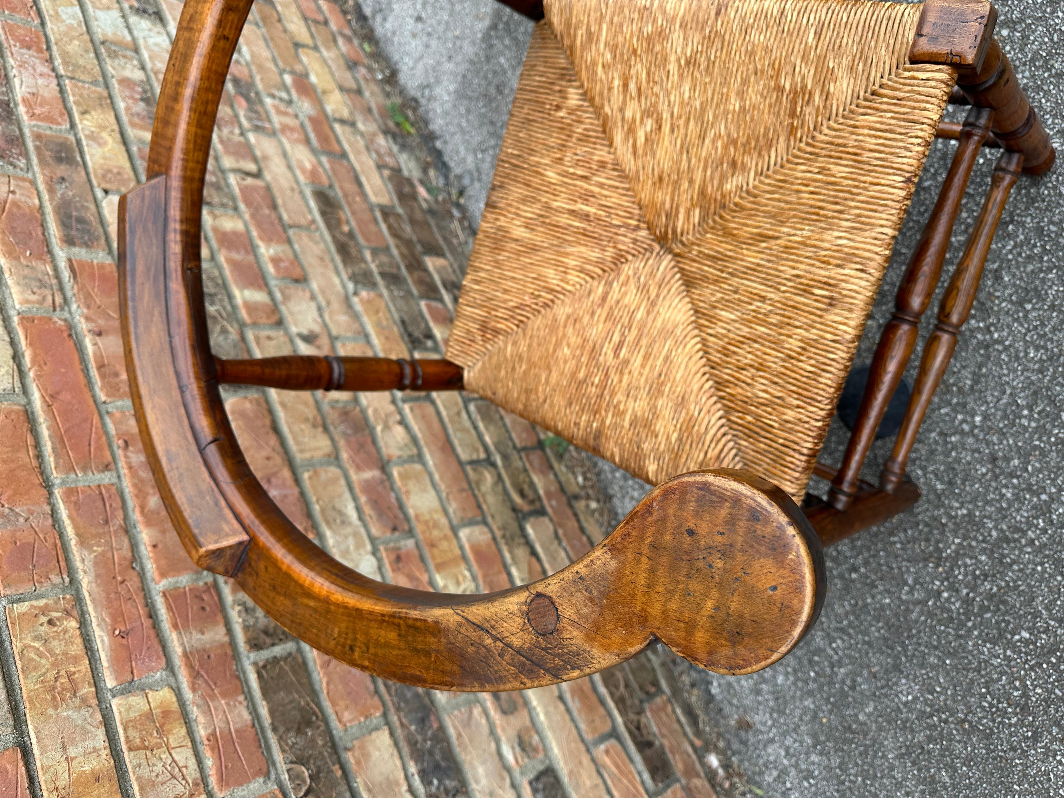 Rush 19th Century American Corner Chair For Sale