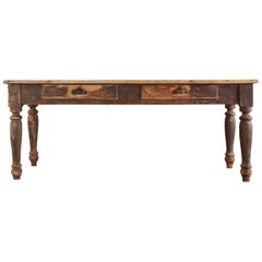 19th Century American Country Painted Pine Farmhouse Dining Table