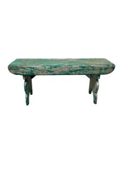 19th Century American Country Pennsylvania Painted Mortised Bench