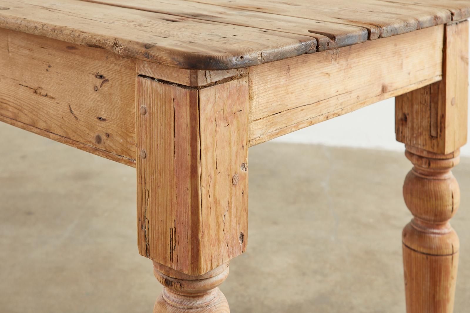 19th Century American Country Pine Farmhouse Dining Table 8