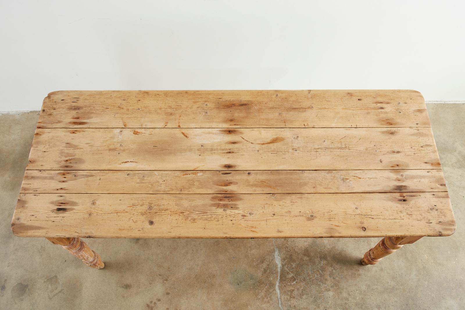 Hand-Crafted 19th Century American Country Pine Farmhouse Dining Table
