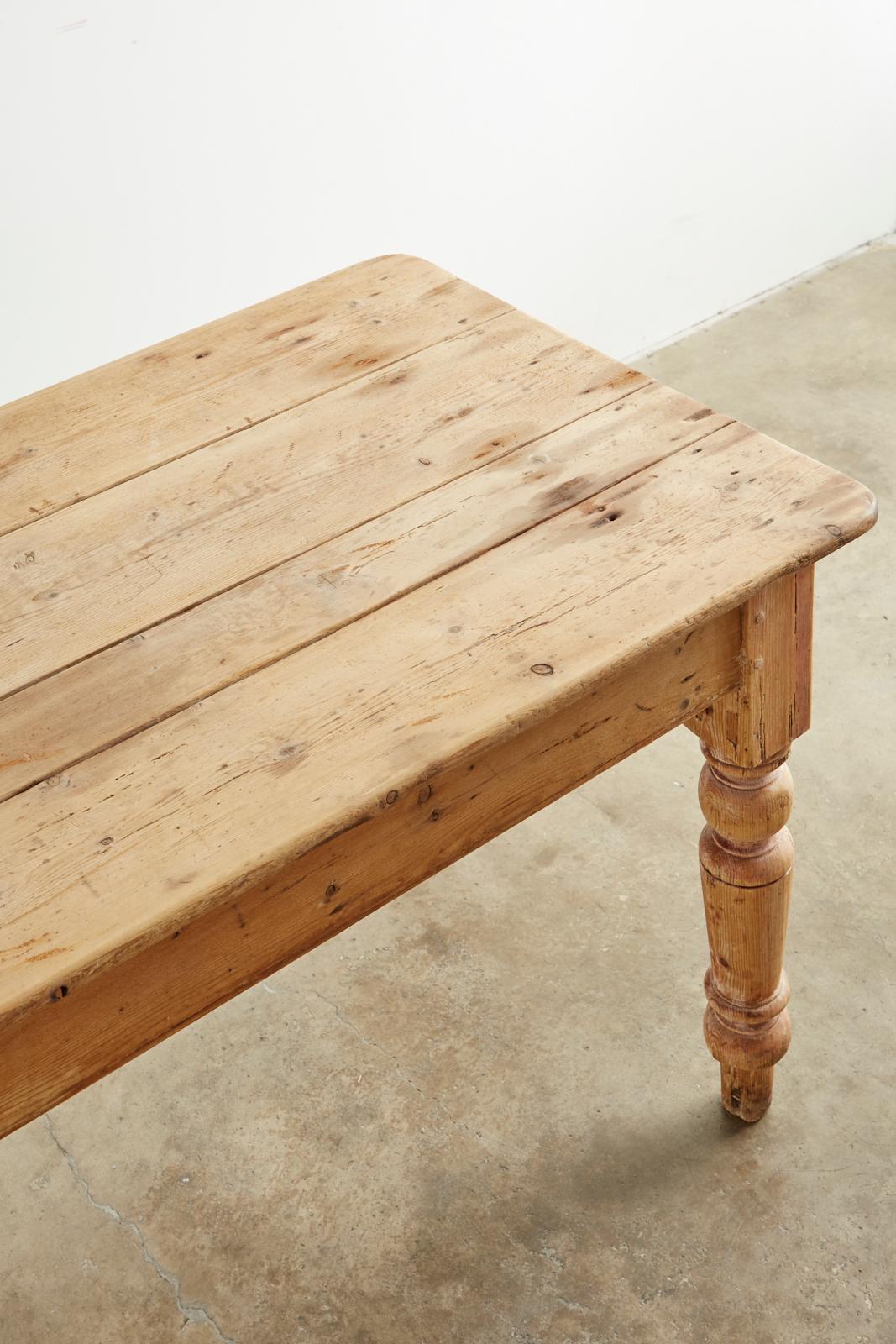 19th Century American Country Pine Farmhouse Dining Table 1