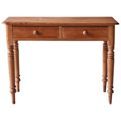 19th Century American Country Pine Two-Drawer Table