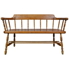 Antique 19th Century American Country Spindle Back Bench