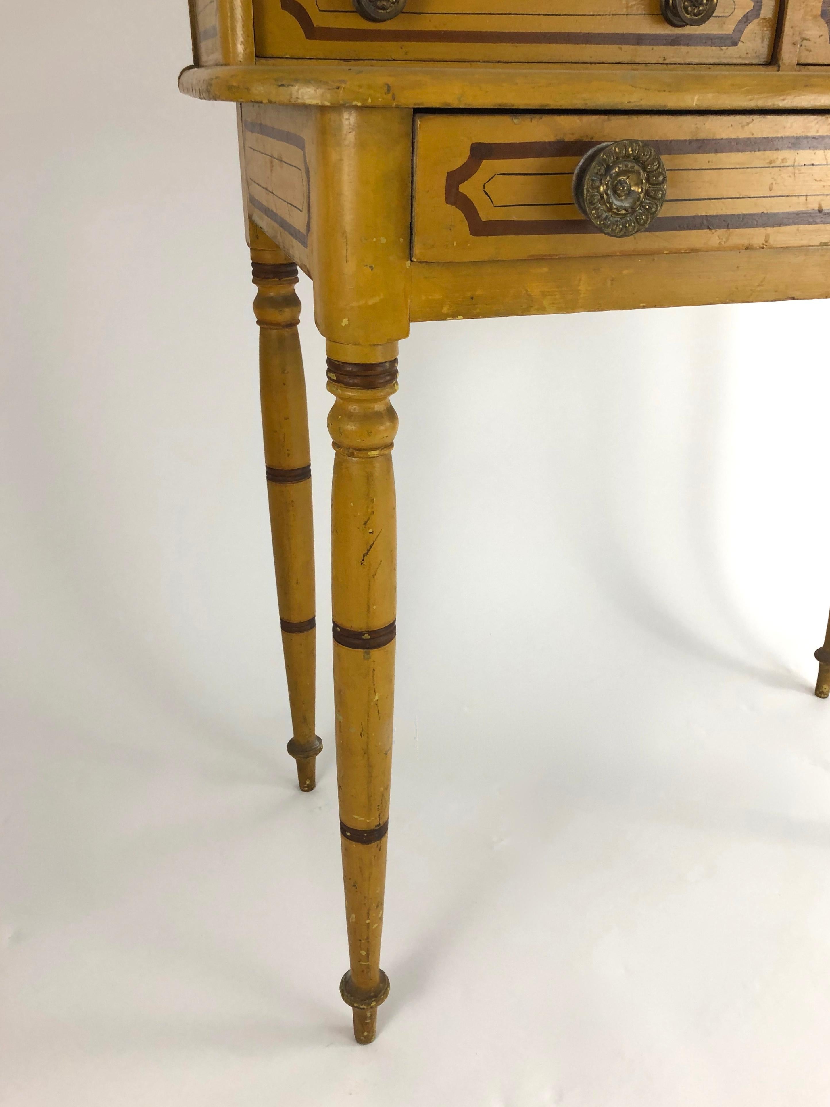 19th Century American Country Yellow Painted Pine Dressing Table 8