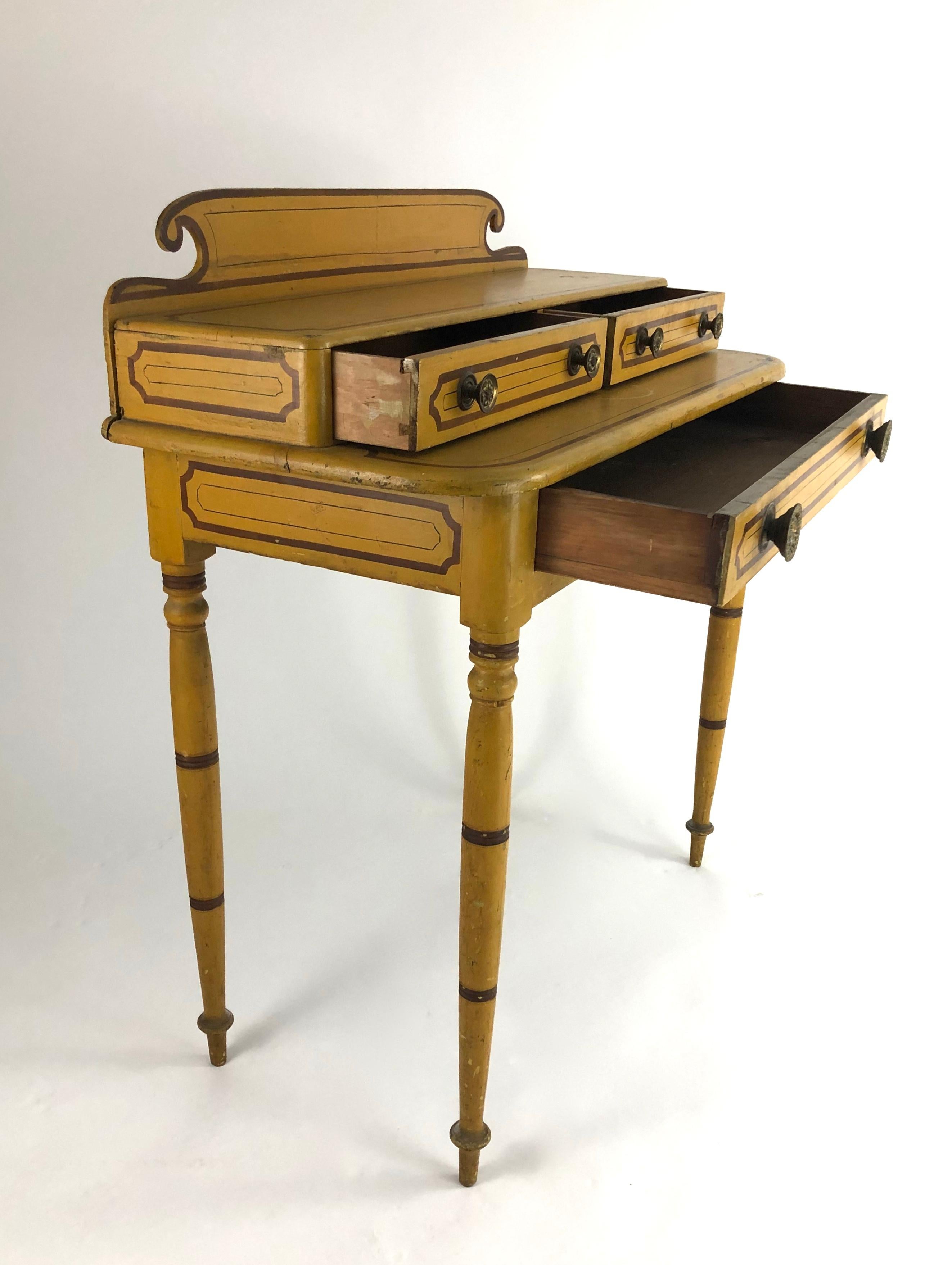 19th Century American Country Yellow Painted Pine Dressing Table 3