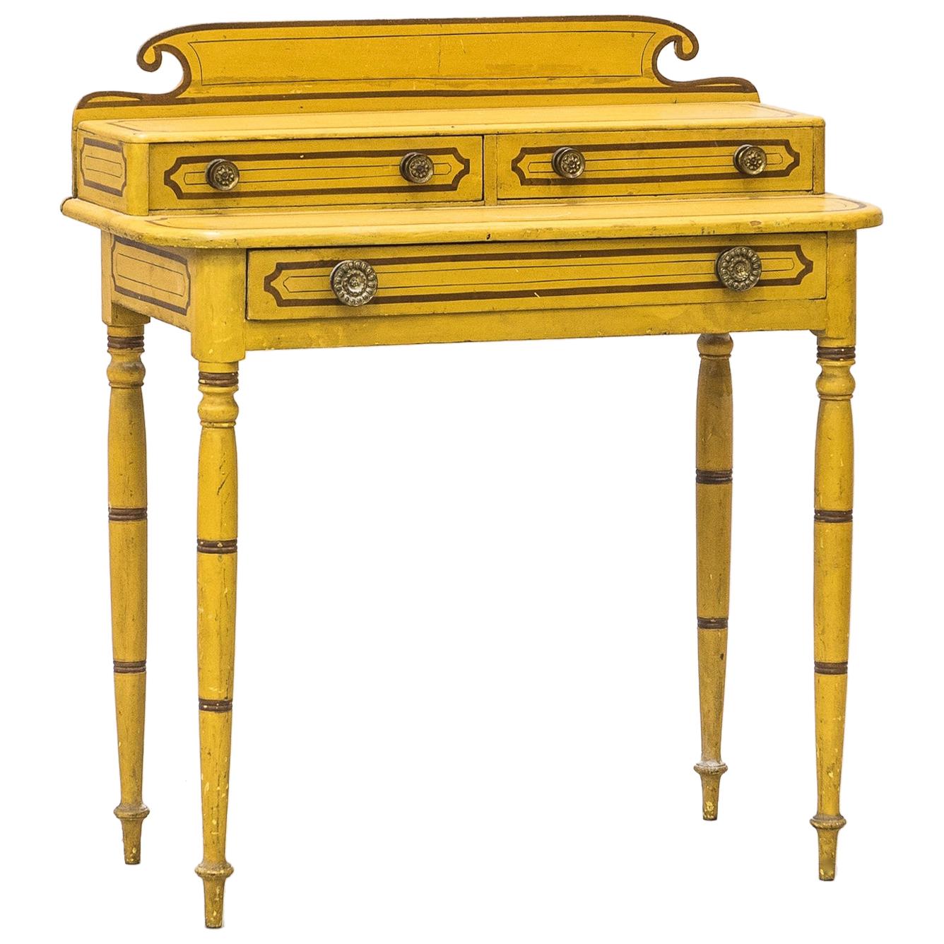 19th Century American Country Yellow Painted Pine Dressing Table