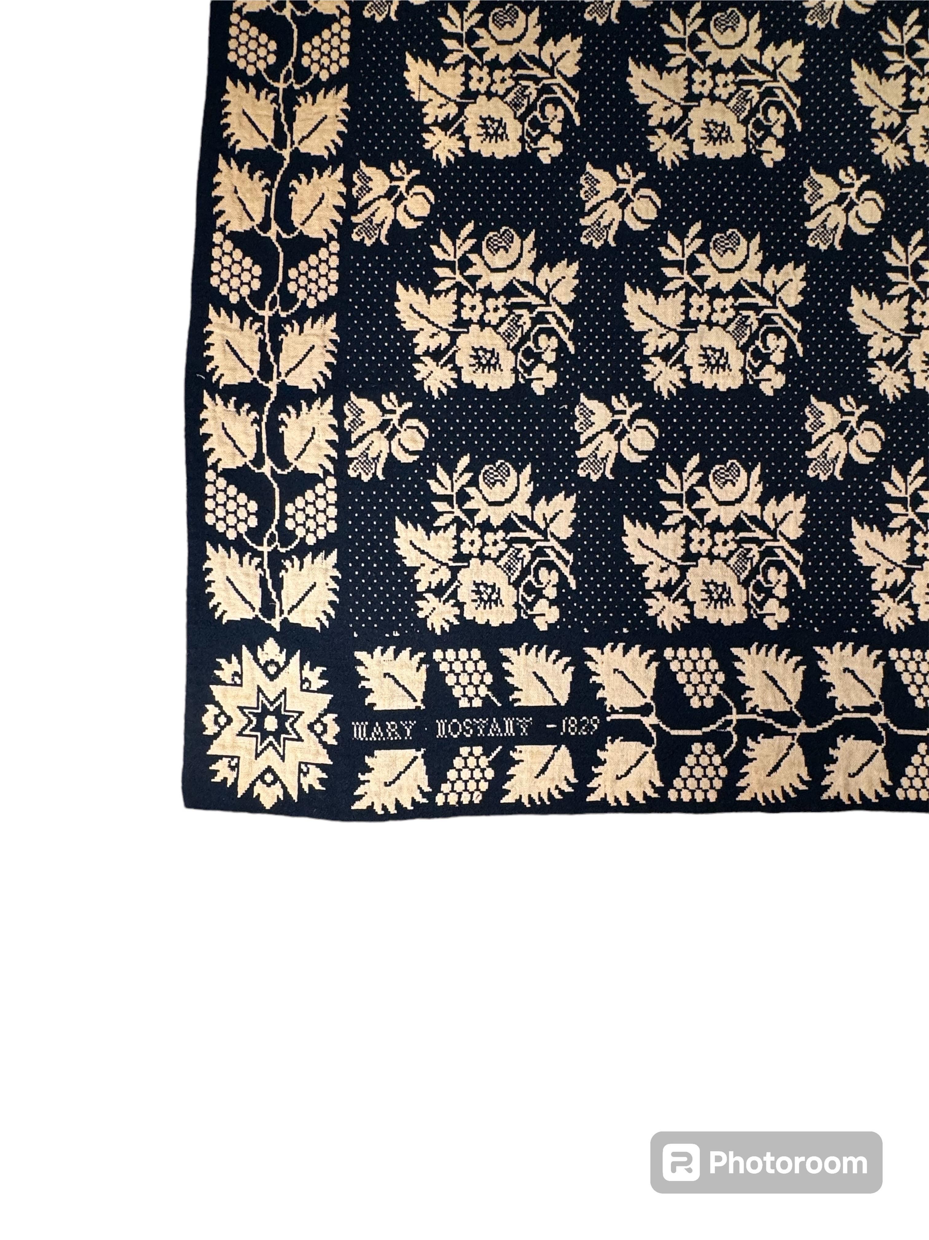 19th Century American Coverlet
  Item was purchased from Huntington LI Estate. 
Item was in the same family since its fabrication. 