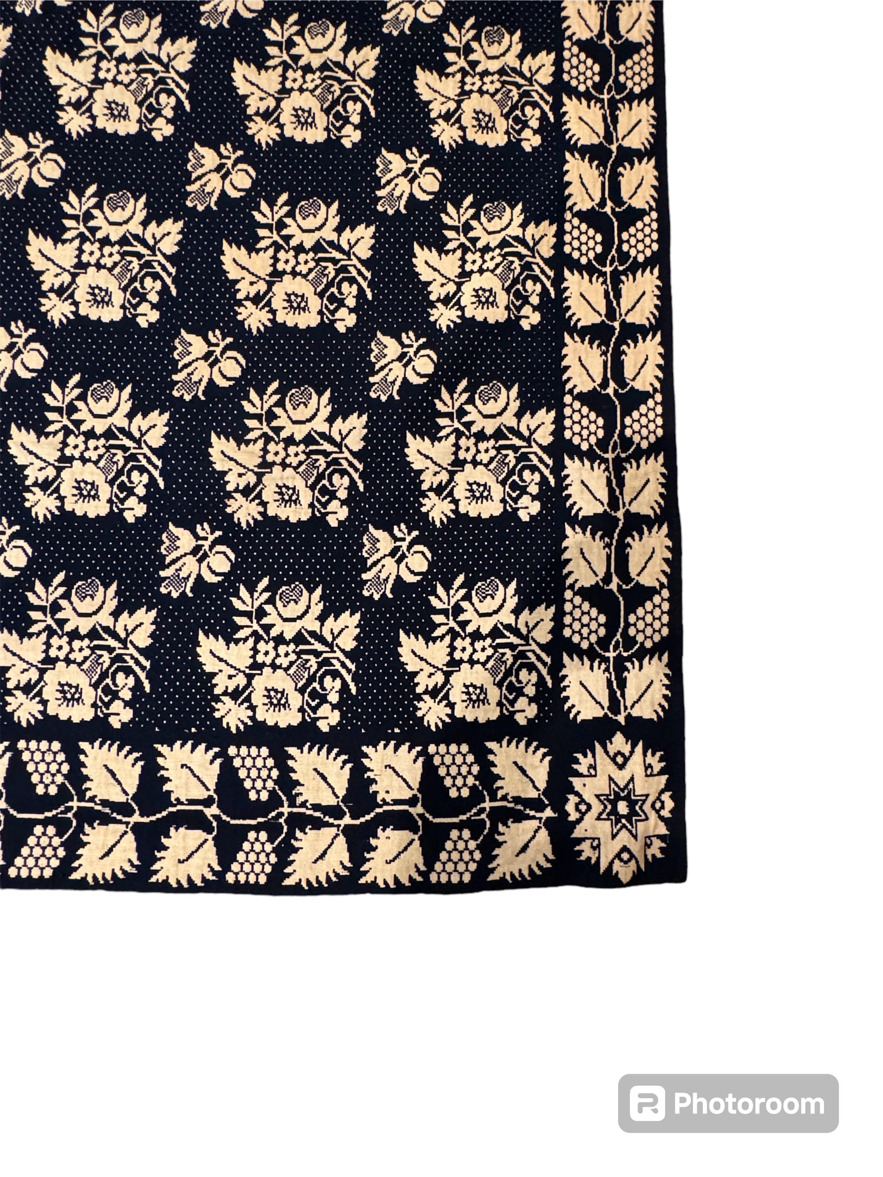 Embroidered 19th Century American Coverlet