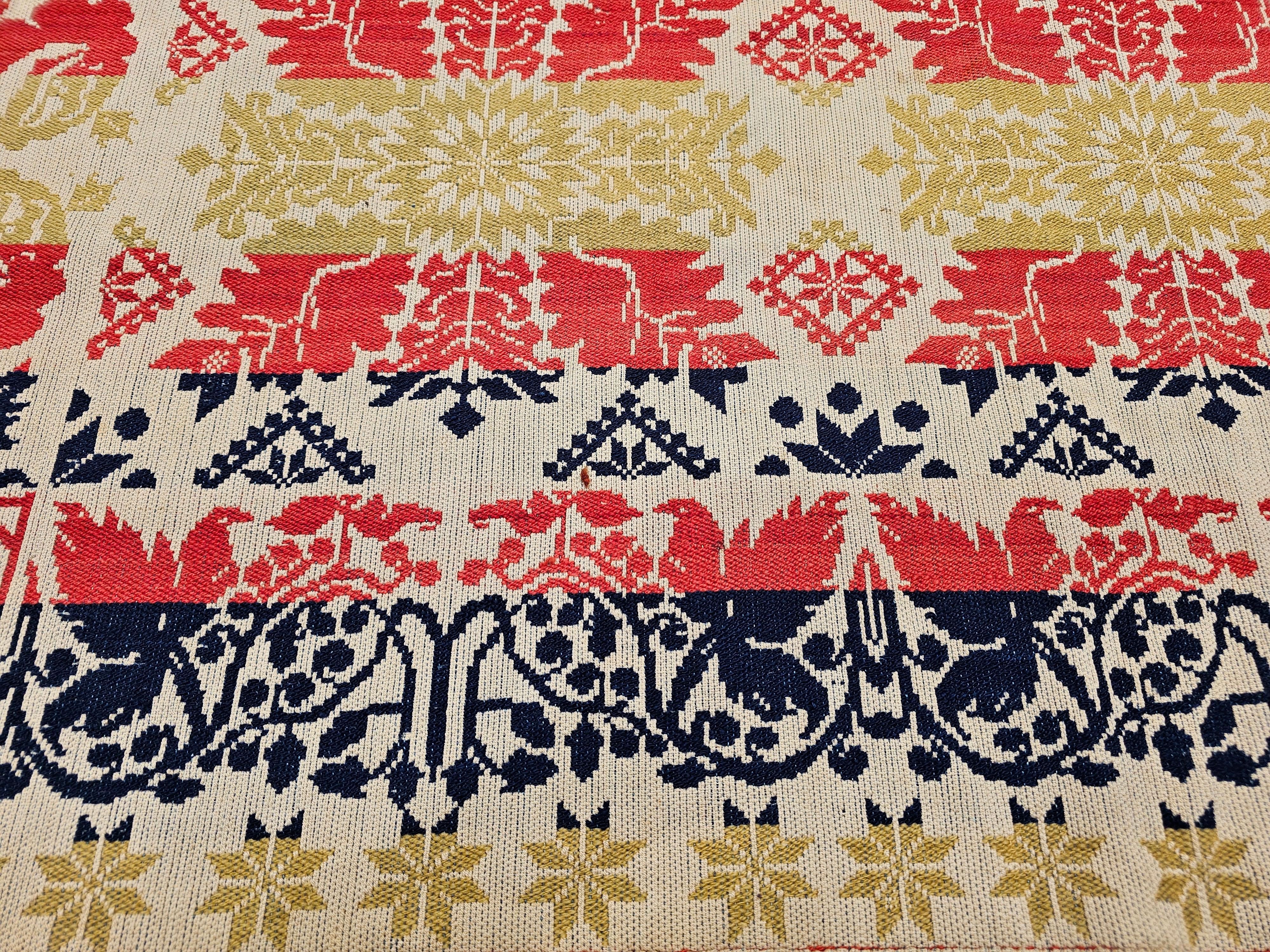 Vierfarbiges amerikanisches Jacquard-Deckel aus der Mitte des 19. Jahrhunderts im Angebot 3