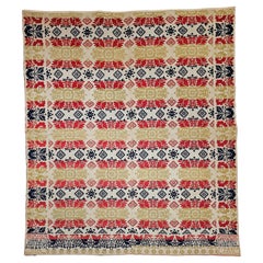 Couvre-lit américain en jacquard à quatre couleurs du milieu du 19e siècle