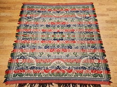 Mid-19th Century American Jacquard Coverlet with Floral & Bird Design