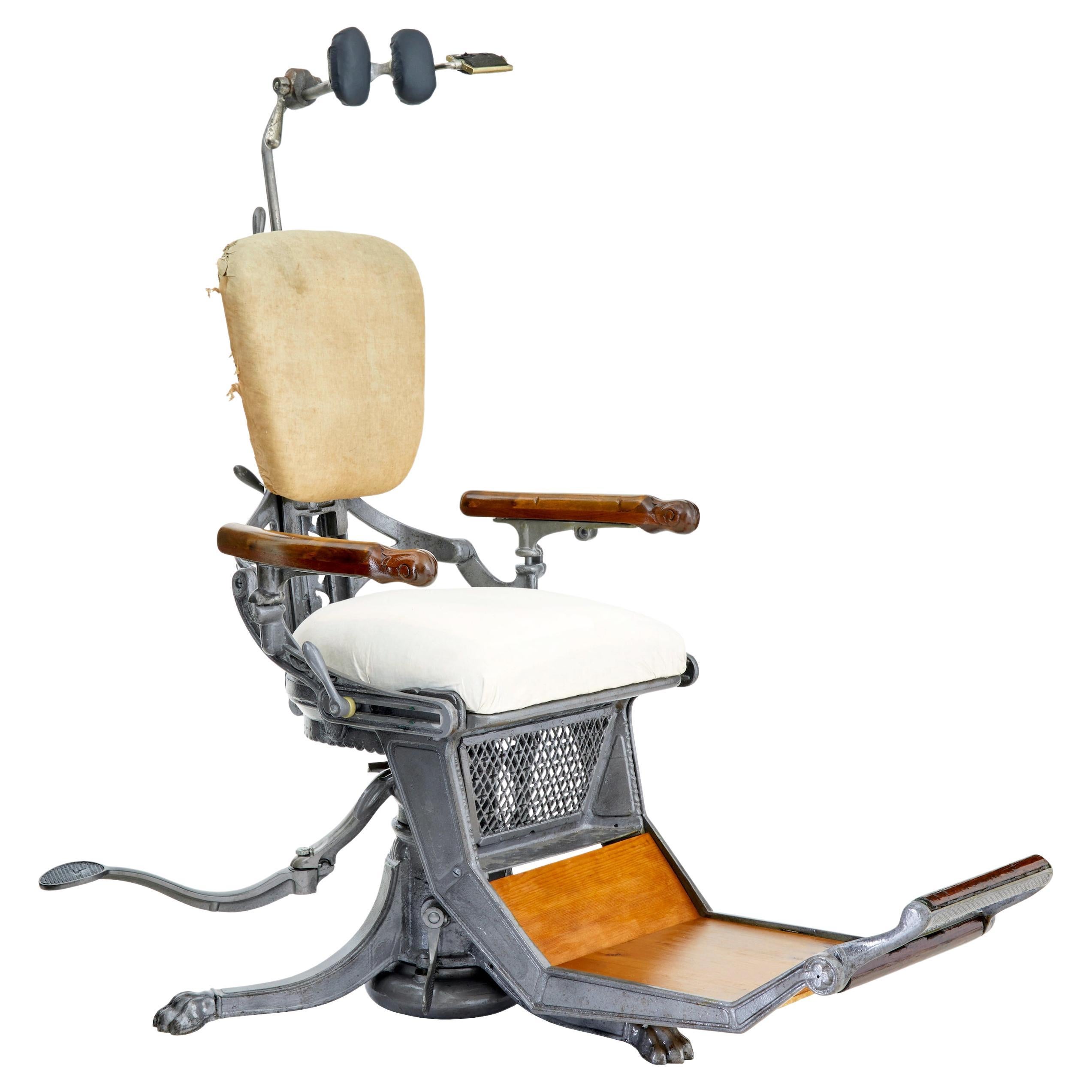 19th century American decorative cast iron dentist chair