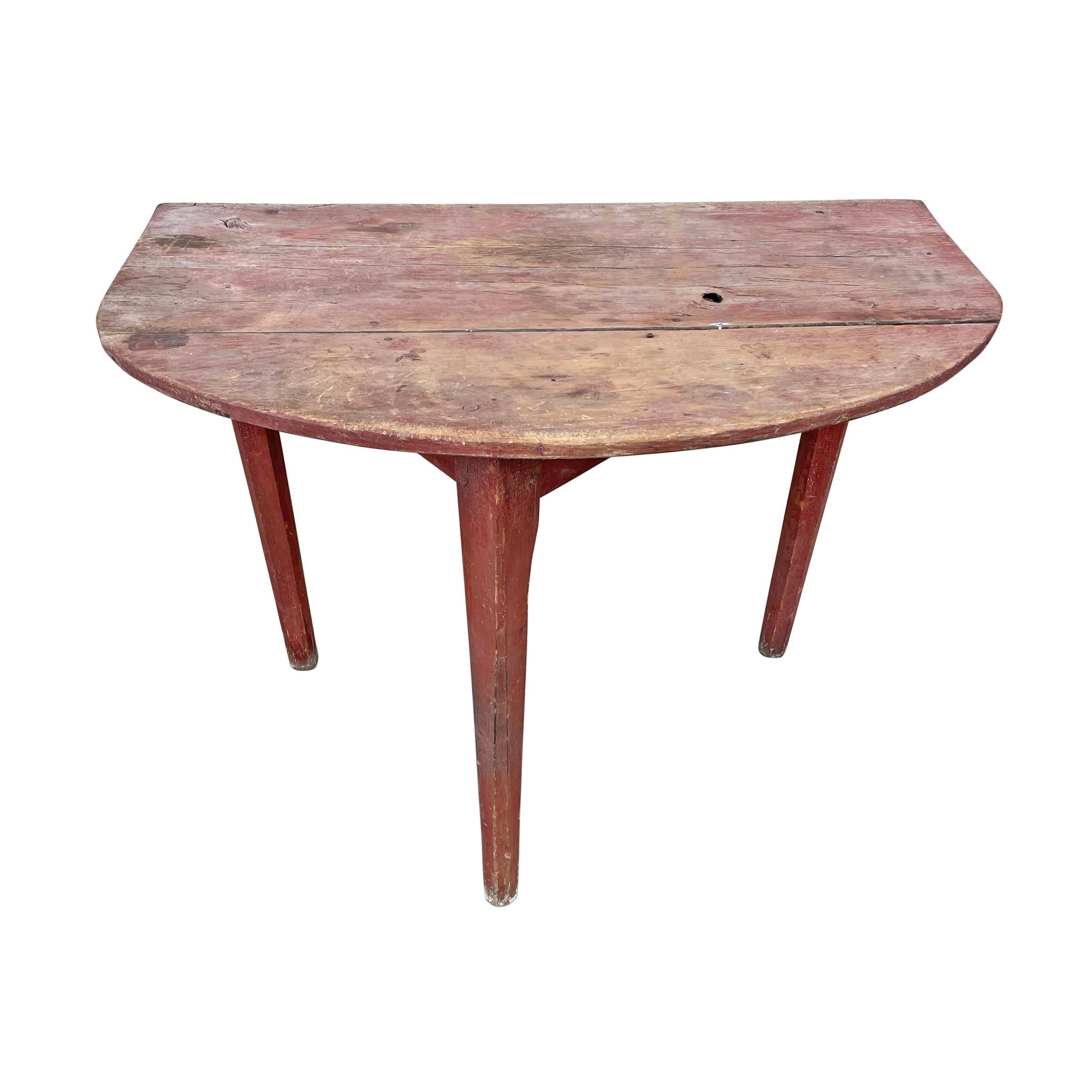 Rustic 19th Century American Demilune Table