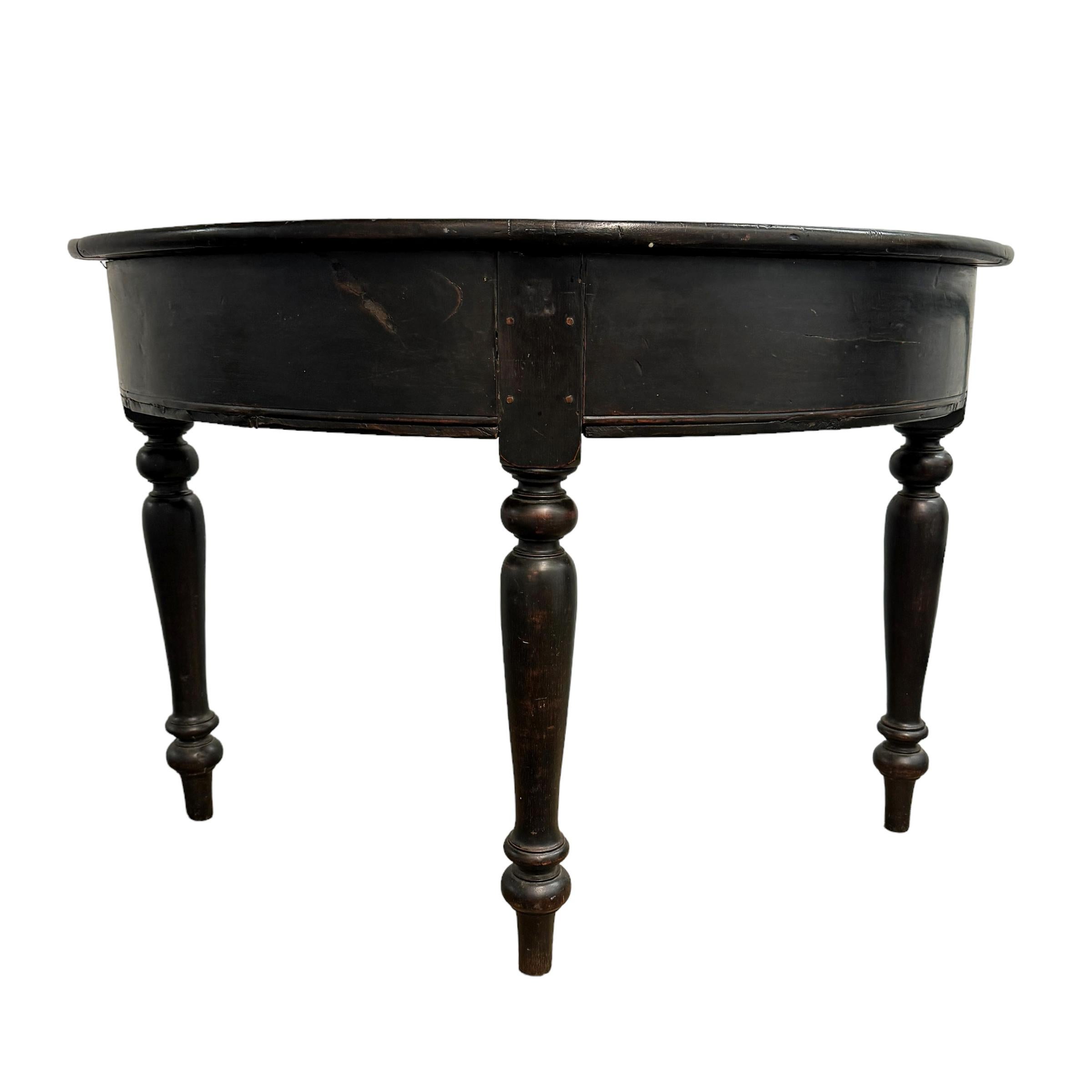 Primitive 19th Century American Demilune Table For Sale