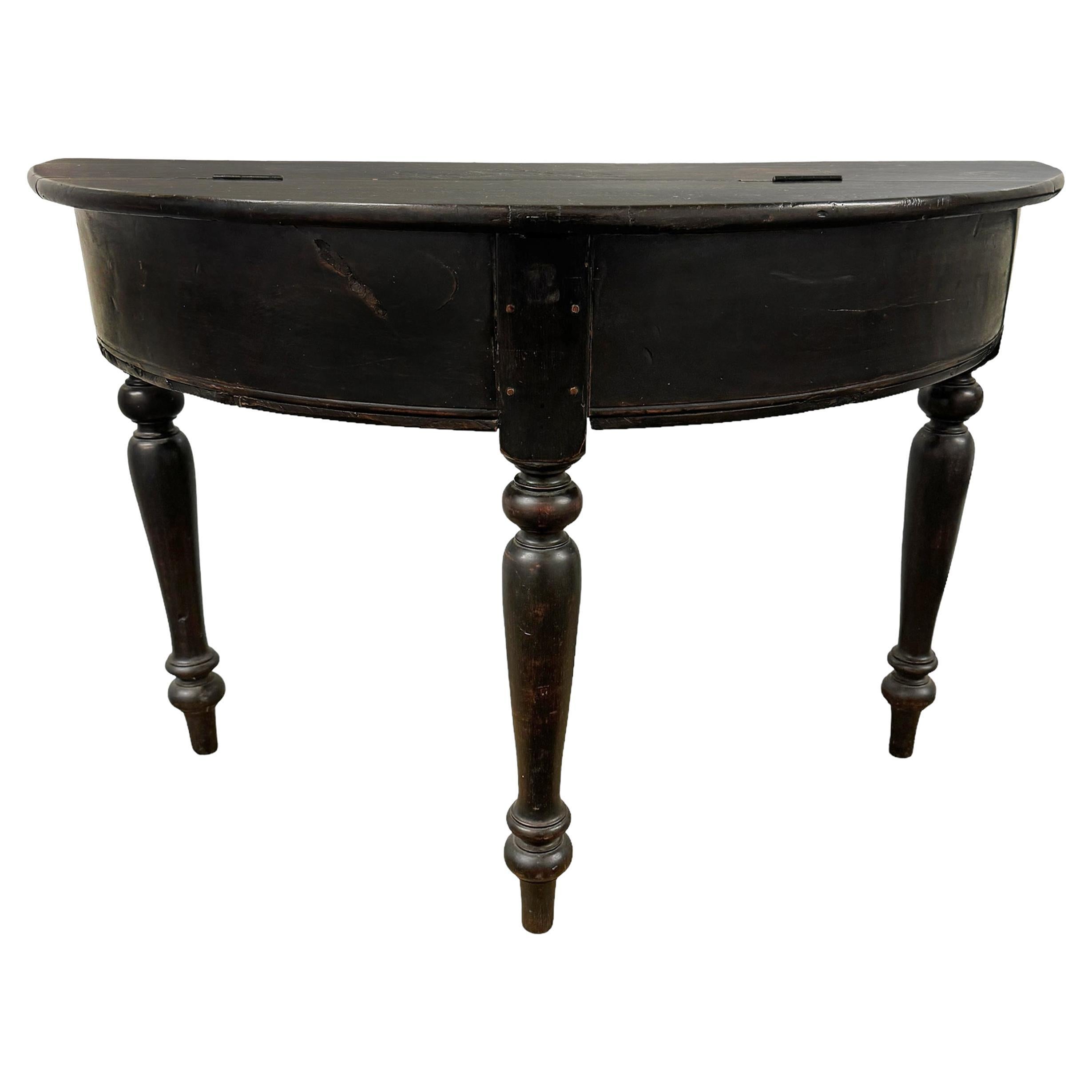 19th Century American Demilune Table For Sale