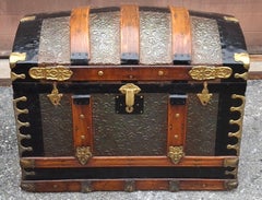 19th Century American Dome Top Travel Storage Trunk, Refurbished