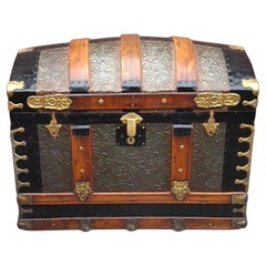19th Century American Dome Top Travel Storage Trunk, Refurbished