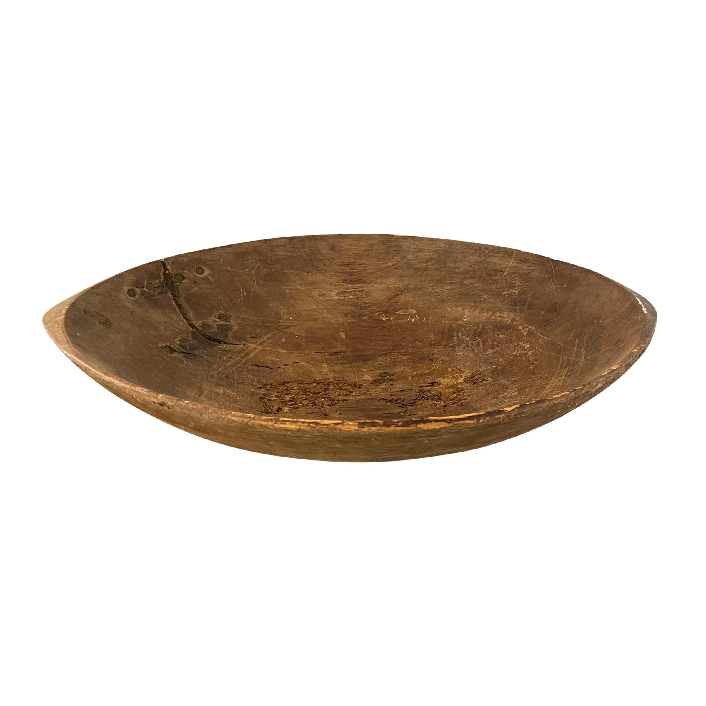 Primitive 19th Century American Dough Bowl For Sale