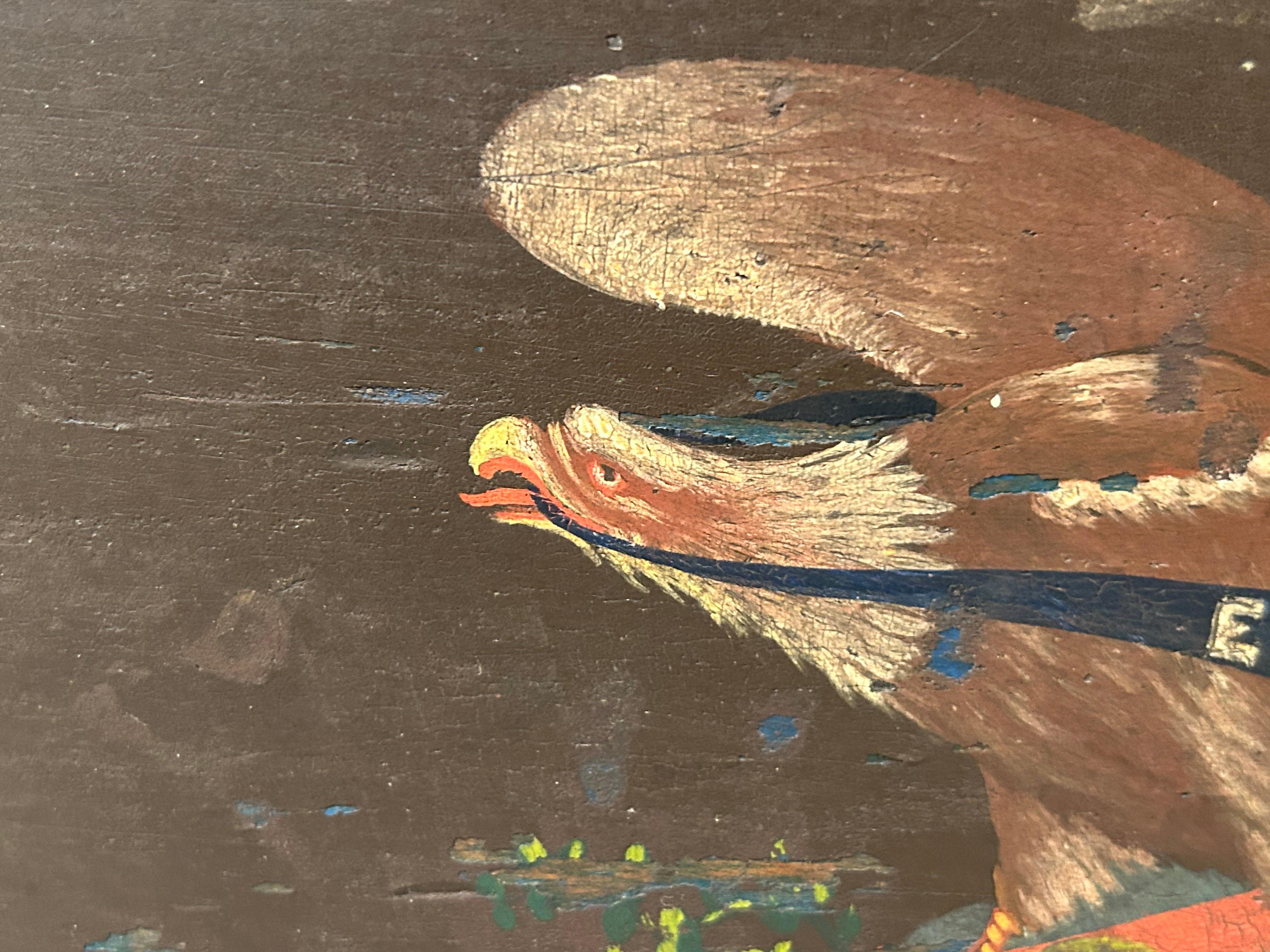 Coloniale americano Scatola dipinta con aquila americana del XIX secolo in vendita