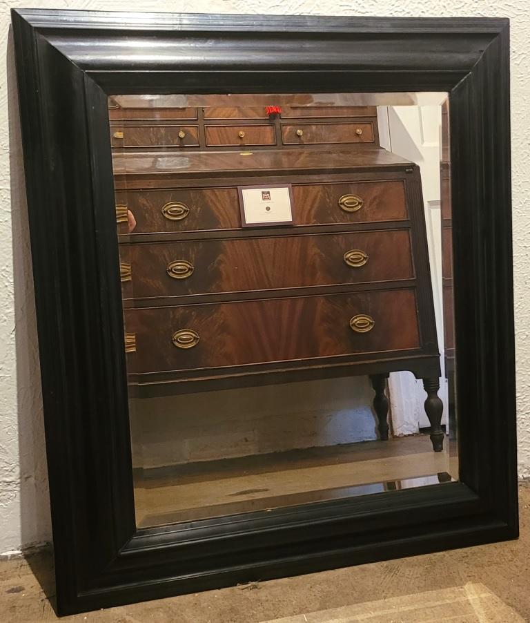 19th Century American Ebony Mirror with Bevelled Glass For Sale 7