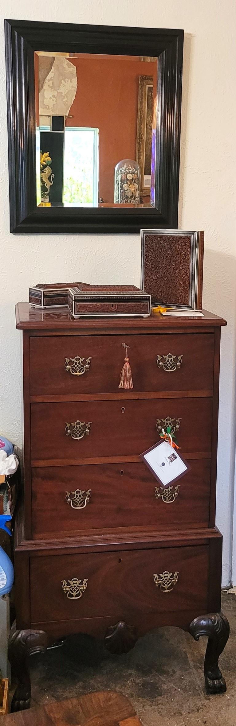 19th Century American Ebony Mirror with Bevelled Glass For Sale 8